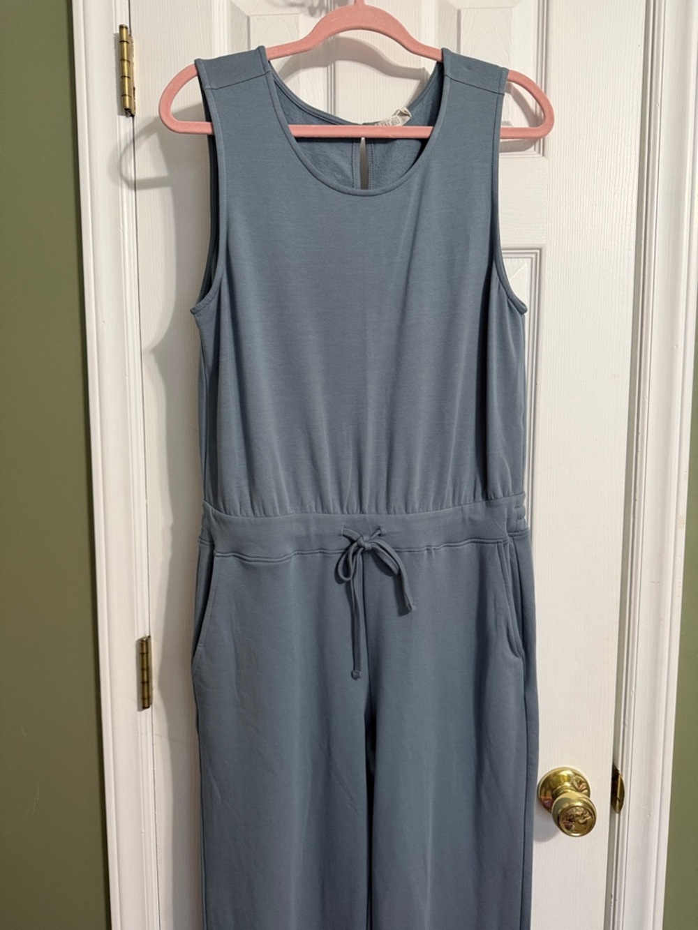 Barefoot Dreams Sleeveless Drawstring Jumpsuit in Slate Blue